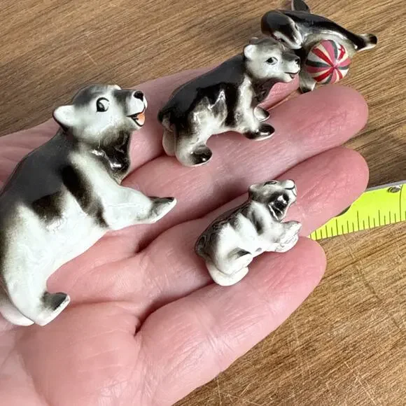 Vintage Bone China Bears Seal Miniature Animal Figurines Shiken Sticker Minis - Picture 9 of 9